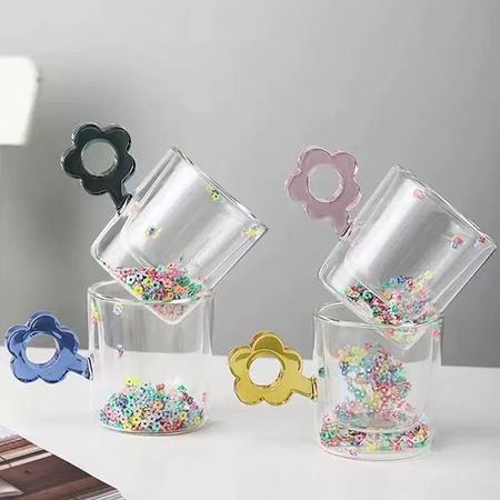 Flower handle double-layer cup