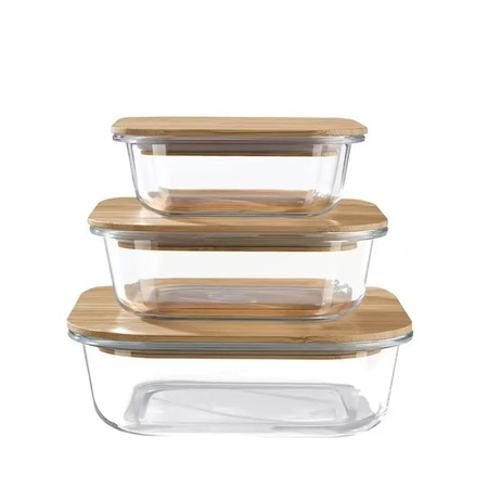 3 piece set of bamboo covered fresh-keeping box