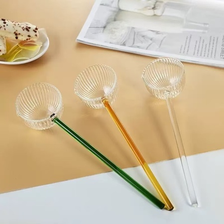 Striped mixed color glass spoon
