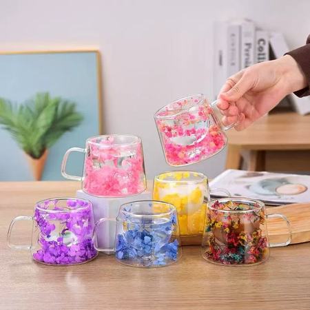 Coffee double-layer cup embroidered ball flower