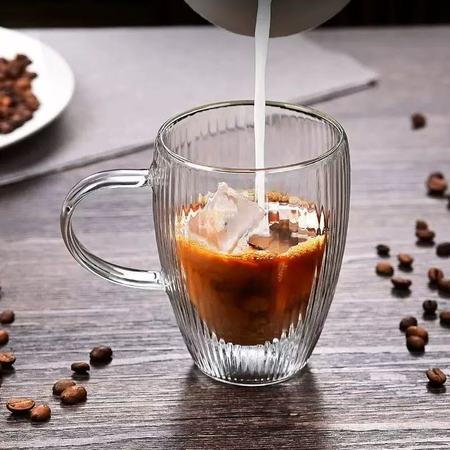 Thin striped double layered cup with handle