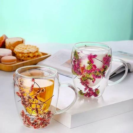 Double layered cup filled with dried flowers/fresh flowers