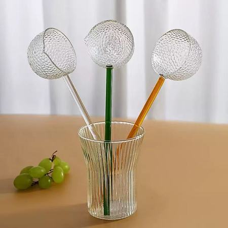 Hammer patterned mixed color glass spoon