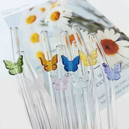 Single colored butterfly style straw