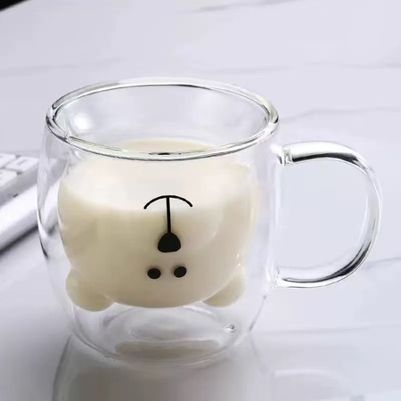 Cartoon double-layer cup with handle