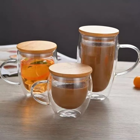 Double layered cup with lid handle