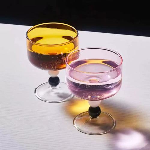 Color blocked high footed cup