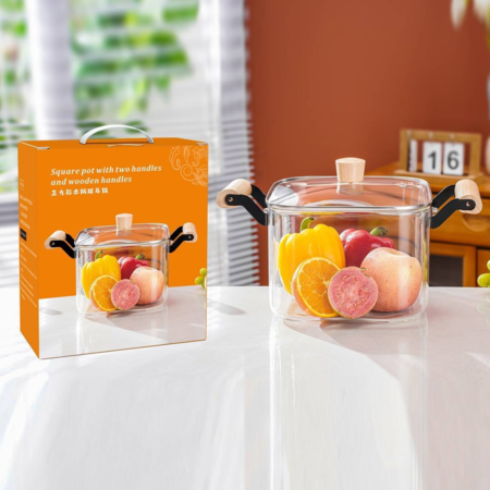 wooden handle double ear pot