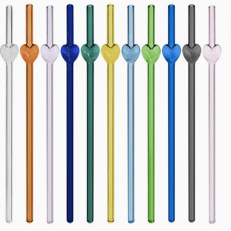 Single colored heart-shaped straw