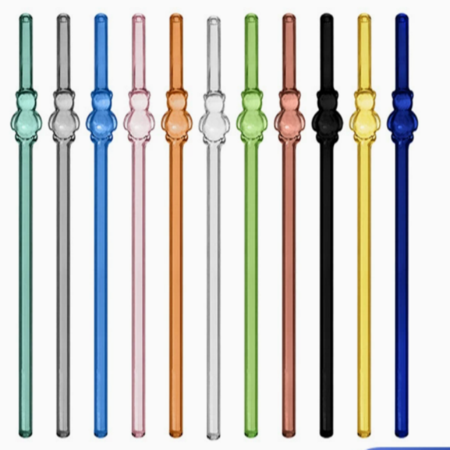 Single colored teddy bear straw