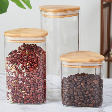 Bamboo covered triangular jar